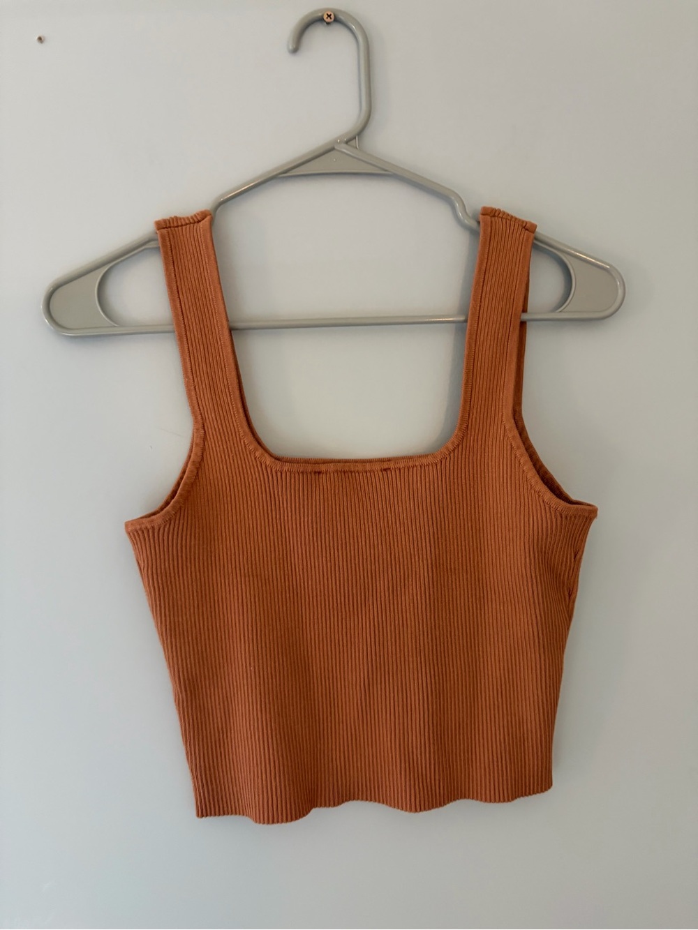 Forever 21 Ribbed Square-Neck Tank Top - Rust Orange - Picture 2 of 3